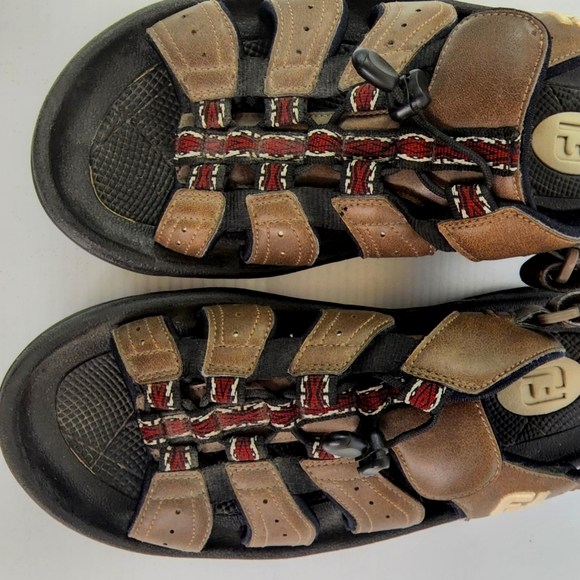 Footjoy Greenjoys Brown Leather Golf Sandals with Adjustable Heel Strap Sz 10 - Picture 3 of 12